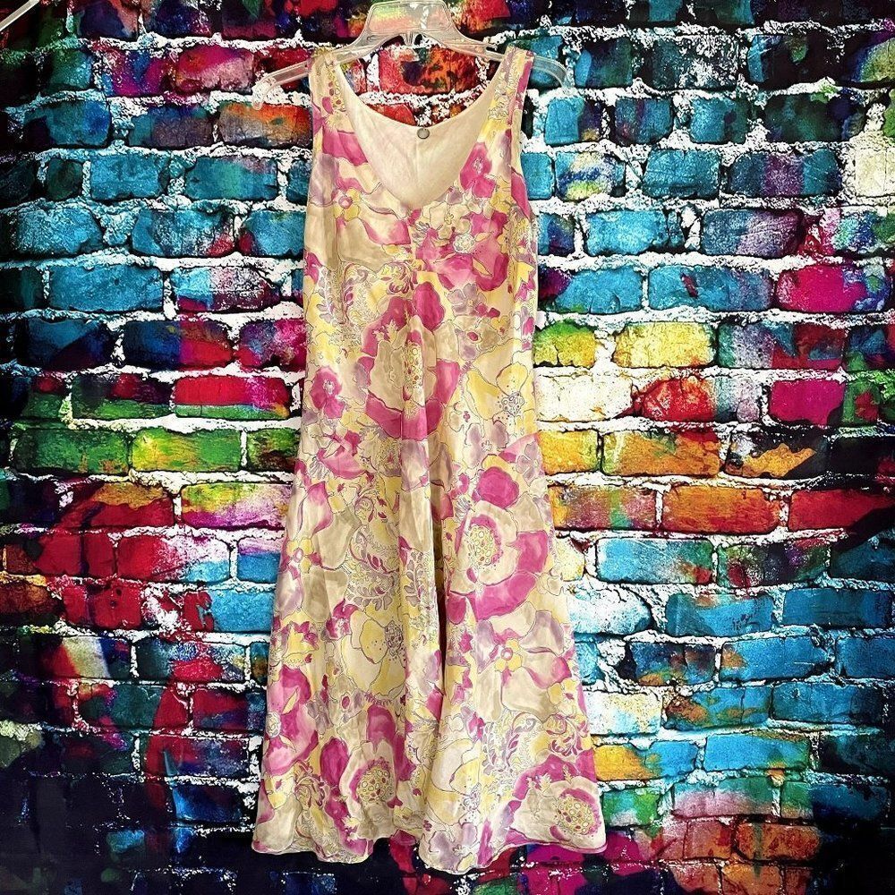 Margaret Olery Silk Blend floral Print Sleeveless Dress Size Small